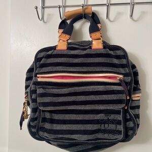 Juicy Couture Striped Travel Bag with Leather Accents